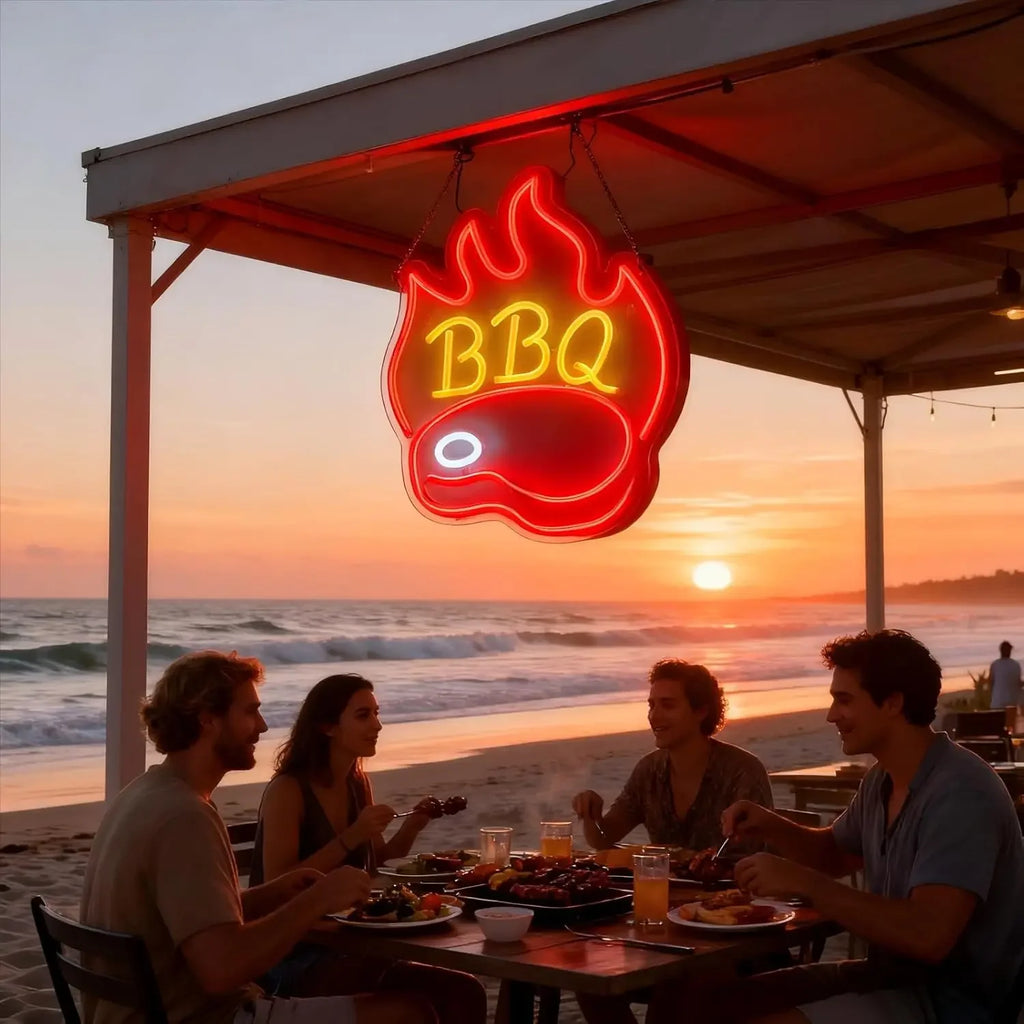 LED Barbecue Neon Signs BBQ Neon Light for Wall Decor USB Dimmable for Home Party Restaurant Grill Bar Grilled Meat Decor Gifts
