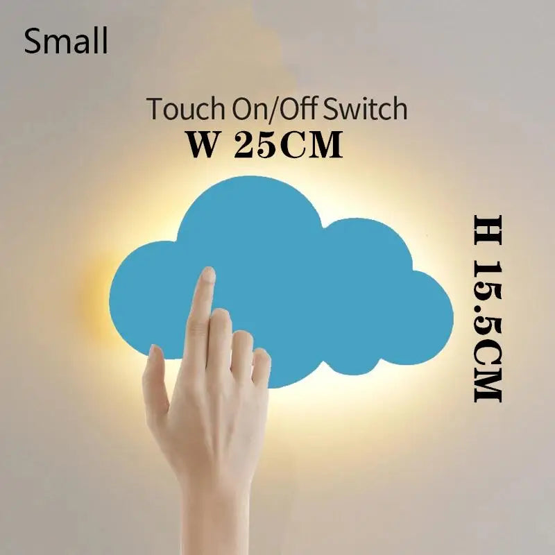 Cloud LED Wall Lamp Baby Room Bedroom Bedside Living Room Dining Room Attic Creative Warm Decoration Touch Switch AC85-230V