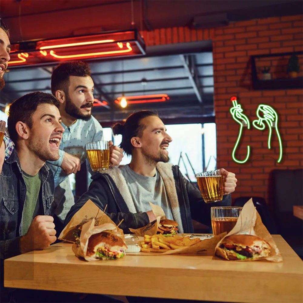 Led Neon Sign Smoking Hand Eye Personalized Neon Signs For Bar Game Room Restaurant Wall Decoration Neon Light USB Acrylic