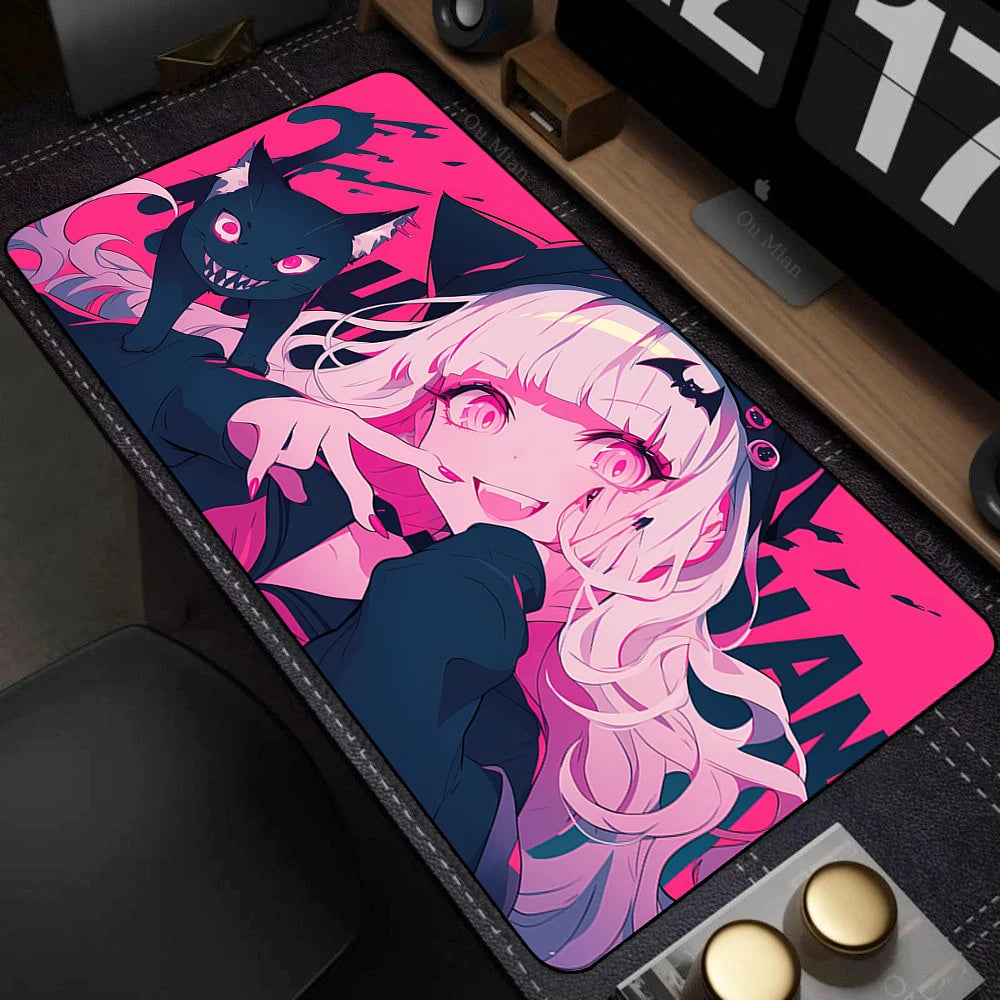 Large Desk Mat Kawaii Mousepad Cute Pink Anime Aesthetics Girl Mouse Pad Kawai XXL Gaming Deskmat Cool Girls Big Mouse Mat 90x40