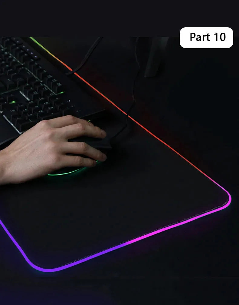 RGB custom mouse pad Our company provides Dropshipping services RGB LED luminous mouse pad has more than 10 color changes