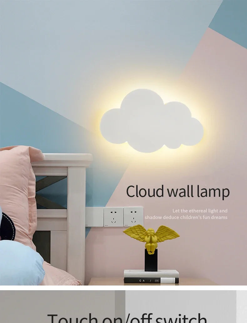 Cloud LED Wall Lamp Baby Room Bedroom Bedside Living Room Dining Room Attic Creative Warm Decoration Touch Switch AC85-230V