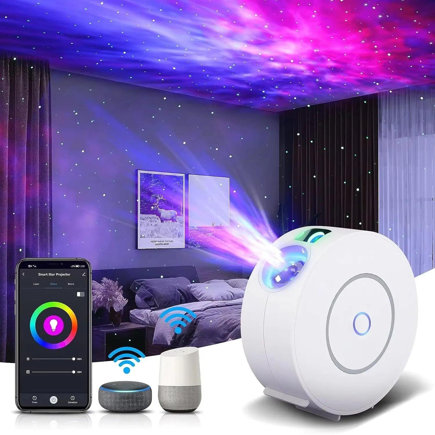 Smart Galaxy Star Projector Night Light 3D Galaxy Projector LED Lights Gift APP Adjustment For Gaming Room Bedroom Decor