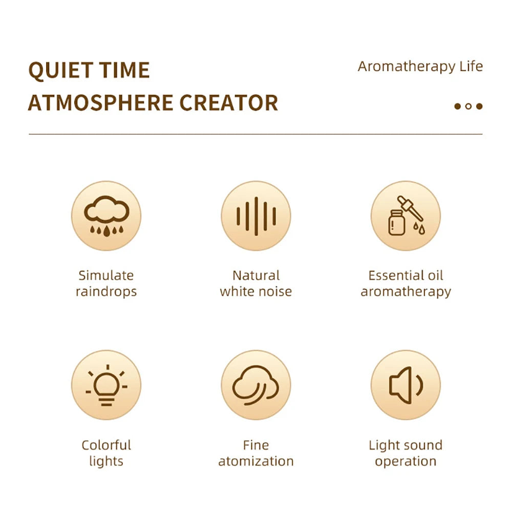 Aroma Humidifier Raindrop Air Humidifier Essential Oil Diffuser Home Aromatherapy Fragrance Diffuser with Colorful Night Light