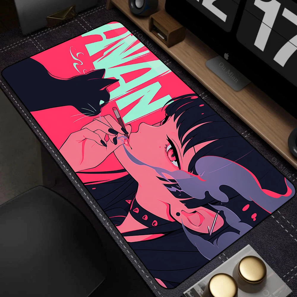 Large Desk Mat Kawaii Mousepad Cute Pink Anime Aesthetics Girl Mouse Pad Kawai XXL Gaming Deskmat Cool Girls Big Mouse Mat 90x40