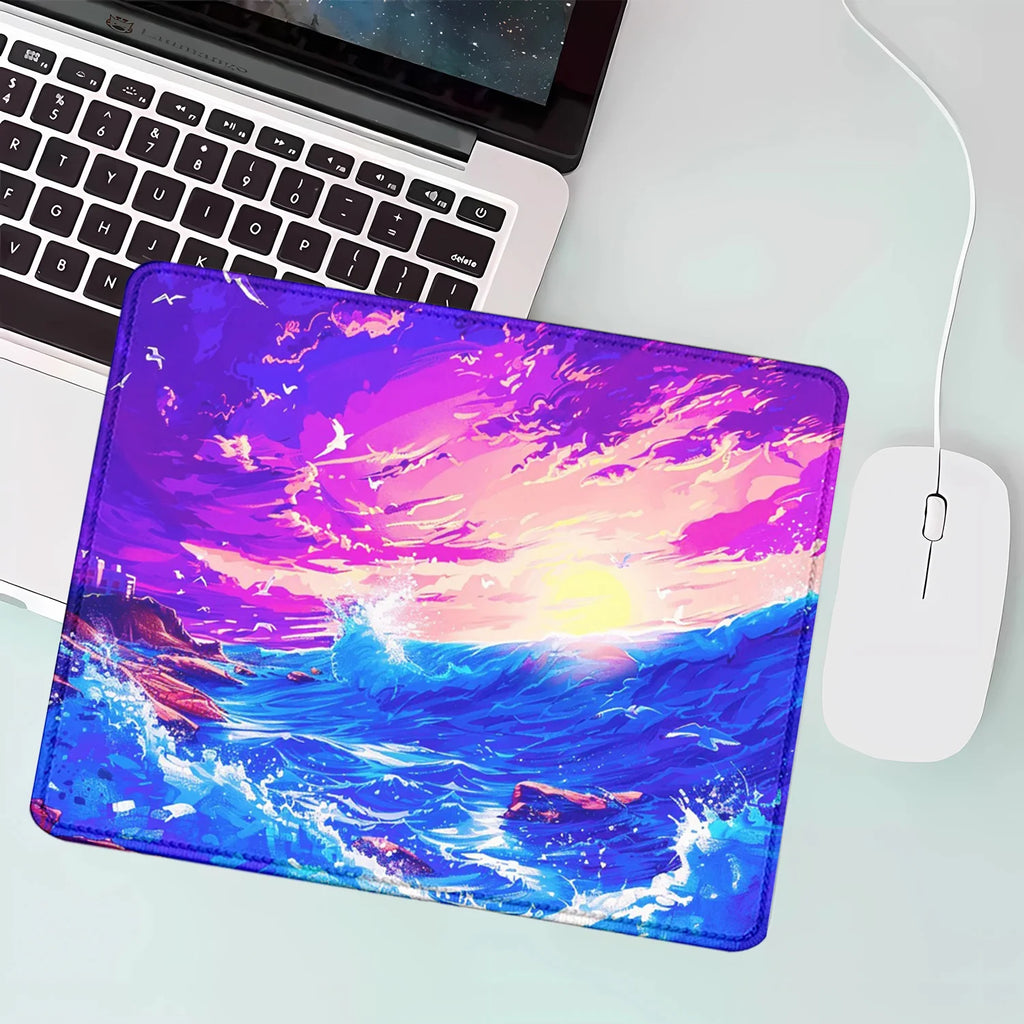 Aesthetic Desk Mat Art Japanese Great Waves Gaming small mouse pad Blue teclado mousepad Beautiful Nature Rubber Desk Pad Mat