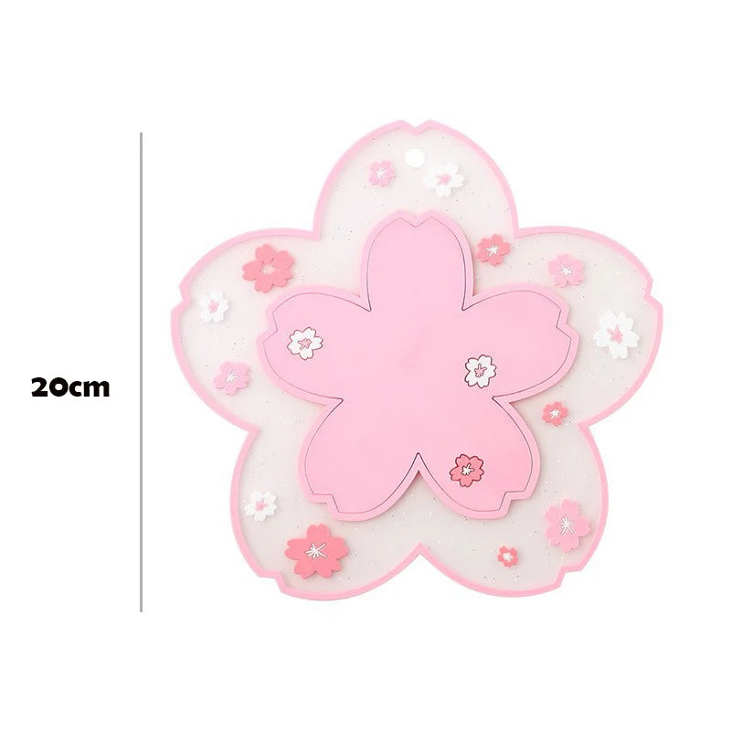 Cute Sakura Desk Mat Kawaii Coffee Cup Coaster Heat Insulation Mat for Tea Milk Mug Office Home Decors Cute Desk Accessories