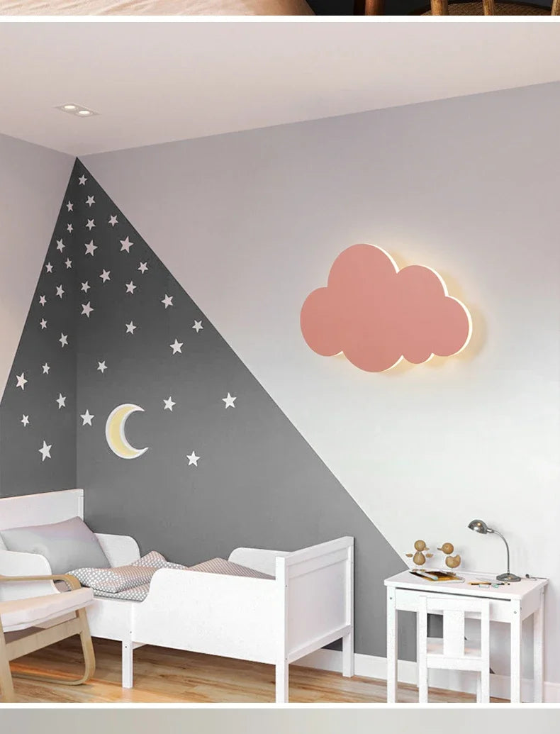 Cloud LED Wall Lamp Baby Room Bedroom Bedside Living Room Dining Room Attic Creative Warm Decoration Touch Switch AC85-230V
