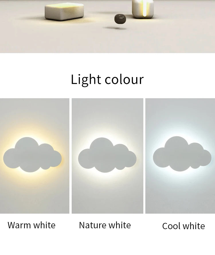LED Cloud Wall Lamp With Plug Baby Room Bedroom Bed Living Dining Room Attic Creative Warm Decoration Wall Light AC110V-230V