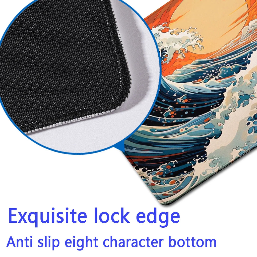 Aesthetic Desk Mat Art Japanese Great Waves Gaming small mouse pad Blue teclado mousepad Beautiful Nature Rubber Desk Pad Mat