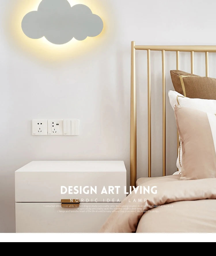 LED Cloud Wall Lamp With Plug Baby Room Bedroom Bed Living Dining Room Attic Creative Warm Decoration Wall Light AC110V-230V