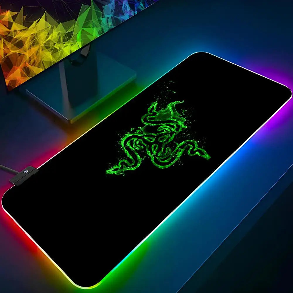 R-Razer-R  Mouse Pad Keyboard LED RGB Pc Gamer Glowing Rubber mause pad  Cute Cartoon Gaming Computer Boys Girls Friends Holiday