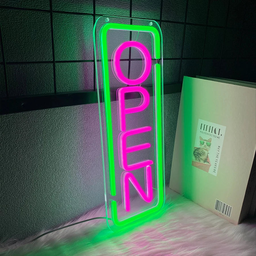 Open Led Neon Sign, With Switch Usb Connection, Are Used For Artistic Decoration Of Salon Studios And Commercial Signboards.