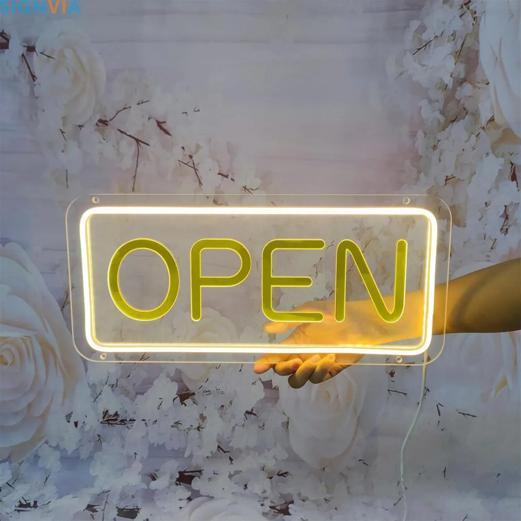 Open Neon LED Sign USB Wall Decoration For Business Storefront Window Glass Door Florists Bar Salon Studio Cafes Restaurant Neon