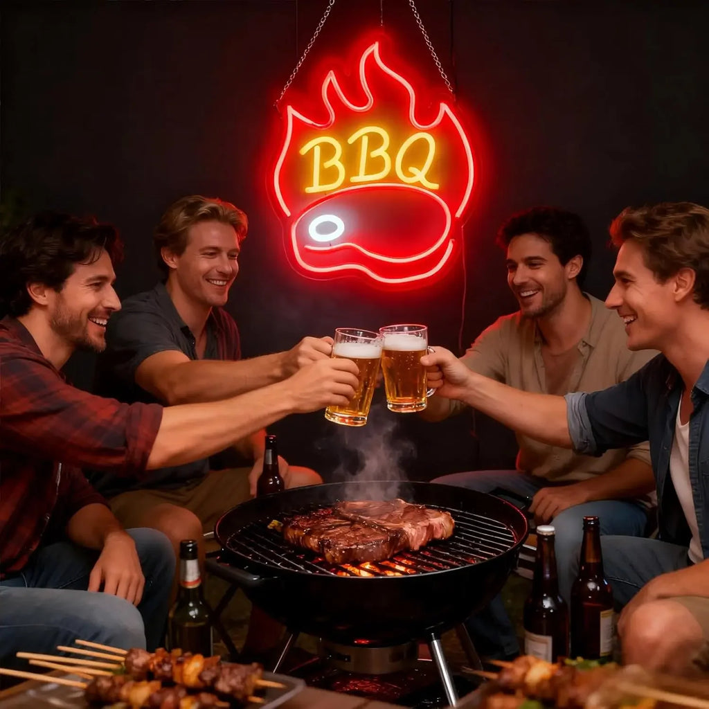 LED Barbecue Neon Signs BBQ Neon Light for Wall Decor USB Dimmable for Home Party Restaurant Grill Bar Grilled Meat Decor Gifts