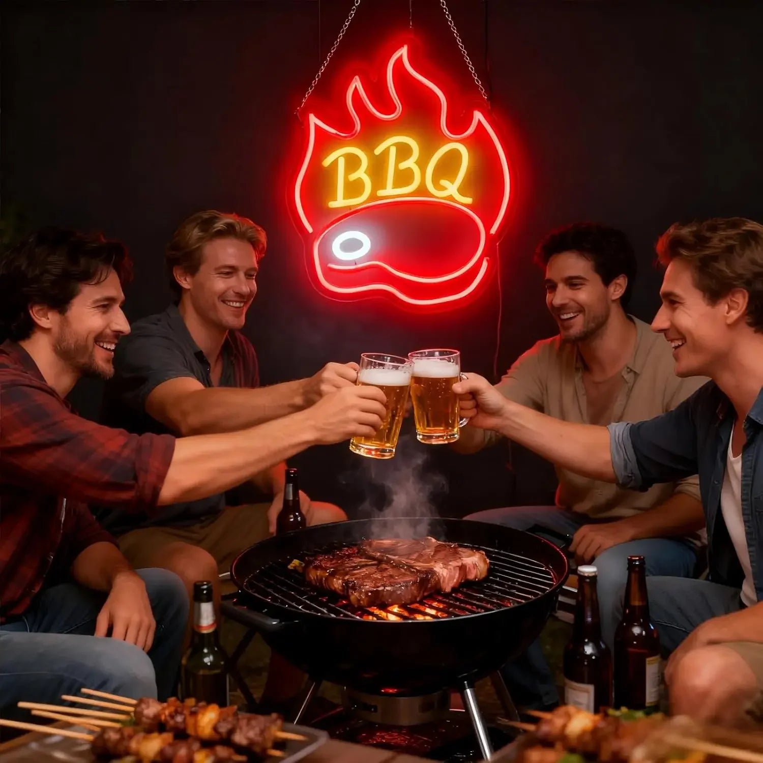 LED Barbecue Neon Signs BBQ Neon Light for Wall Decor USB Dimmable for Home Party Restaurant Grill Bar Grilled Meat Decor Gifts