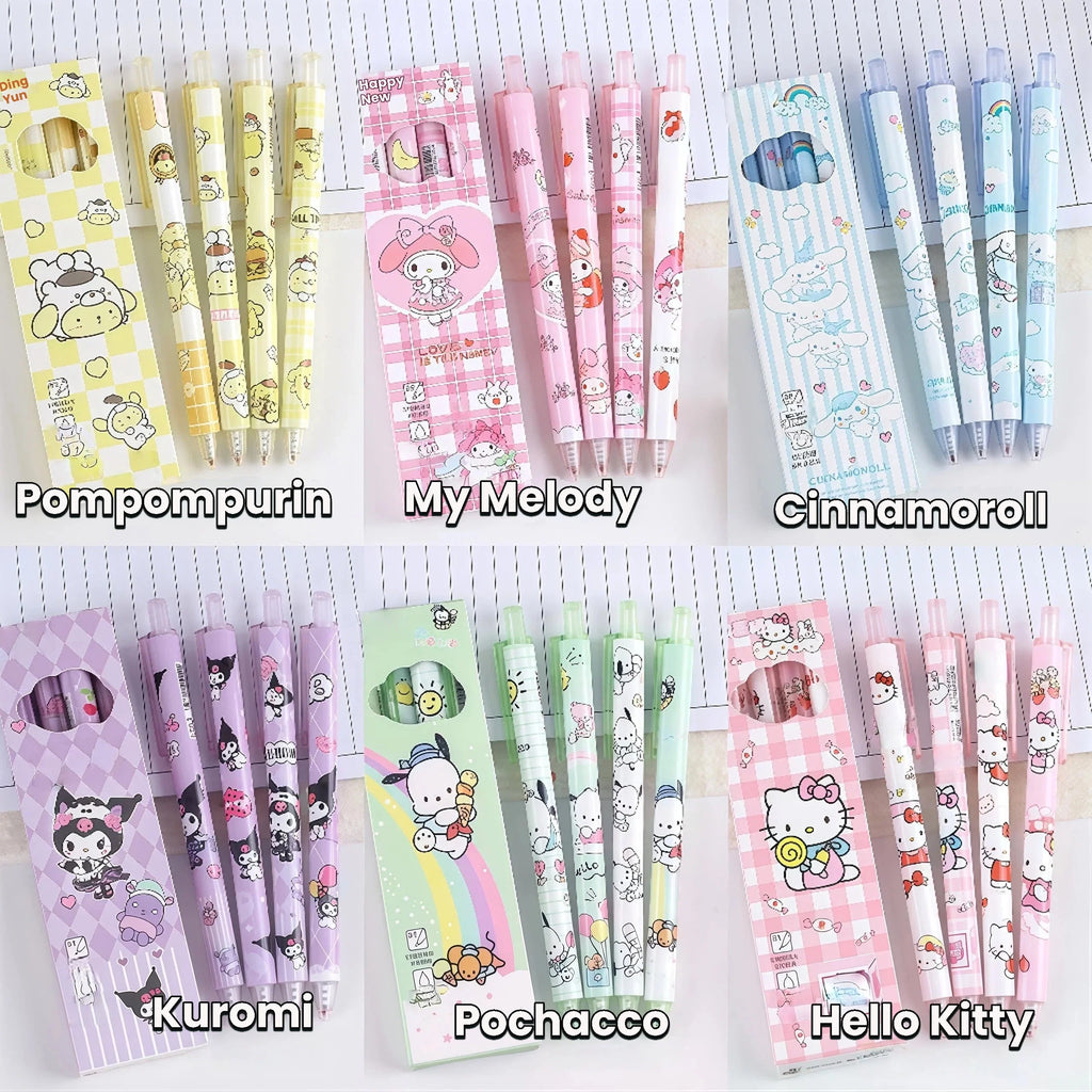 6 models a total of 24= 4 Pcs/set limited edition high quality ST black 0.5mm gel pen kawaii stationery school office supplies