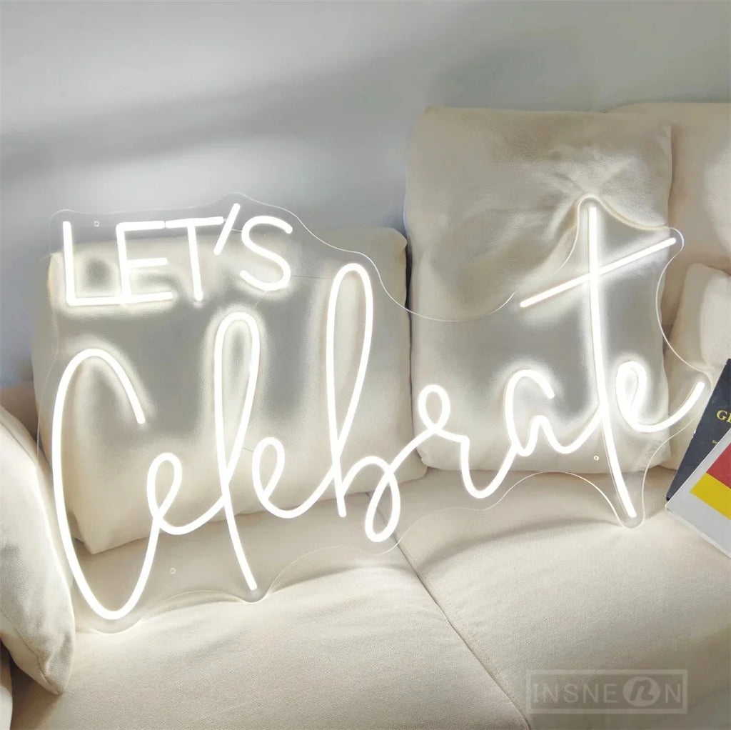 Lets Celebrate Led Neon Signs Wedding Party Wall Decor Neon Light Room Art Decoration Bedroom Hanging Neon Lignt Sign Decor Gift