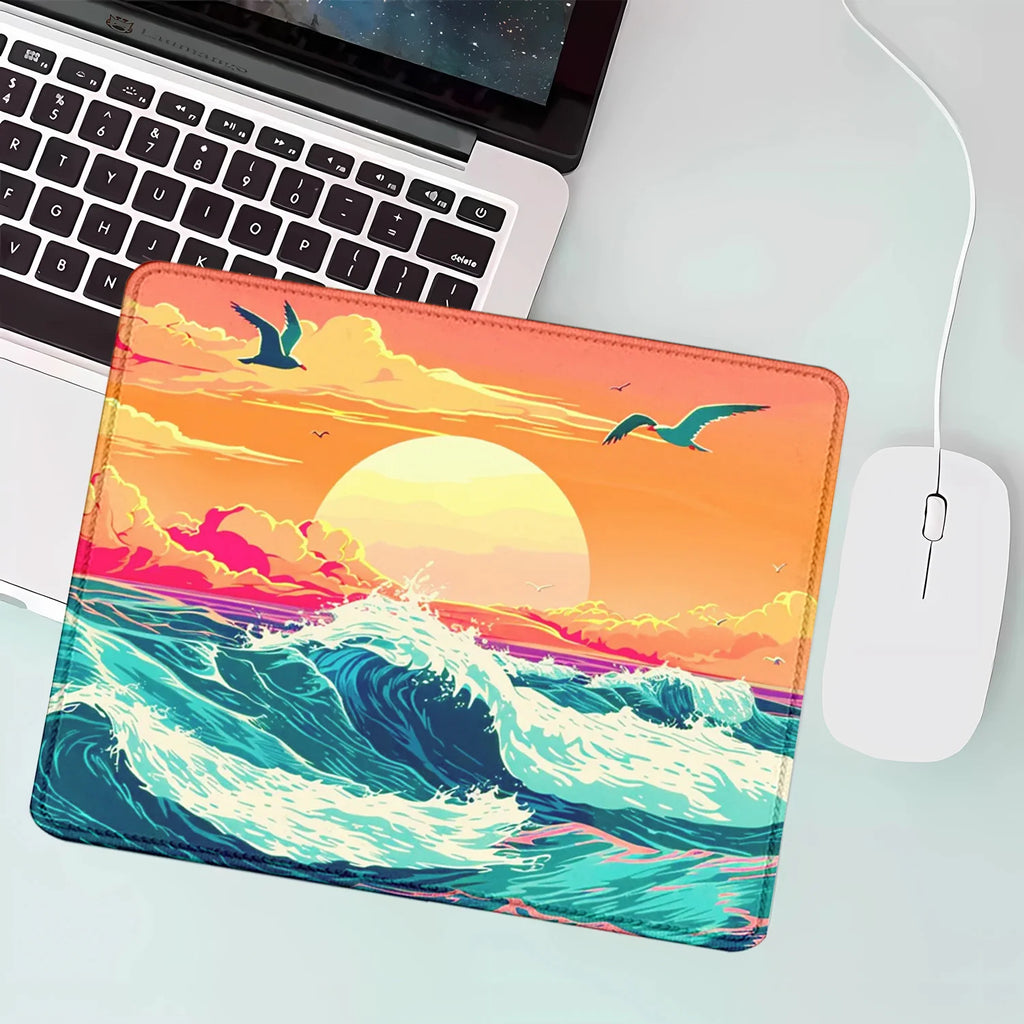 Aesthetic Desk Mat Art Japanese Great Waves Gaming small mouse pad Blue teclado mousepad Beautiful Nature Rubber Desk Pad Mat