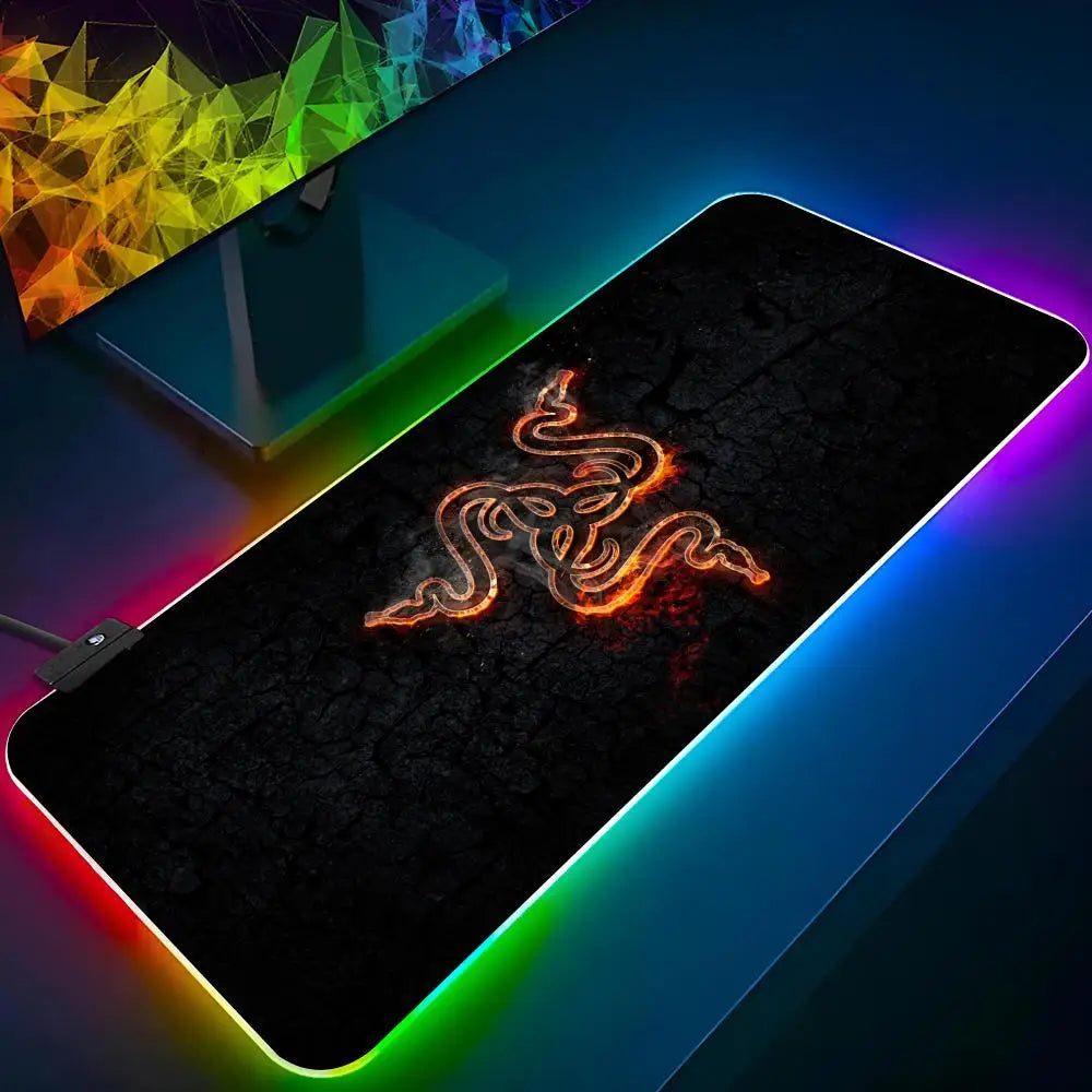 R-Razer-R  Mouse Pad Keyboard LED RGB Pc Gamer Glowing Rubber mause pad  Cute Cartoon Gaming Computer Boys Girls Friends Holiday