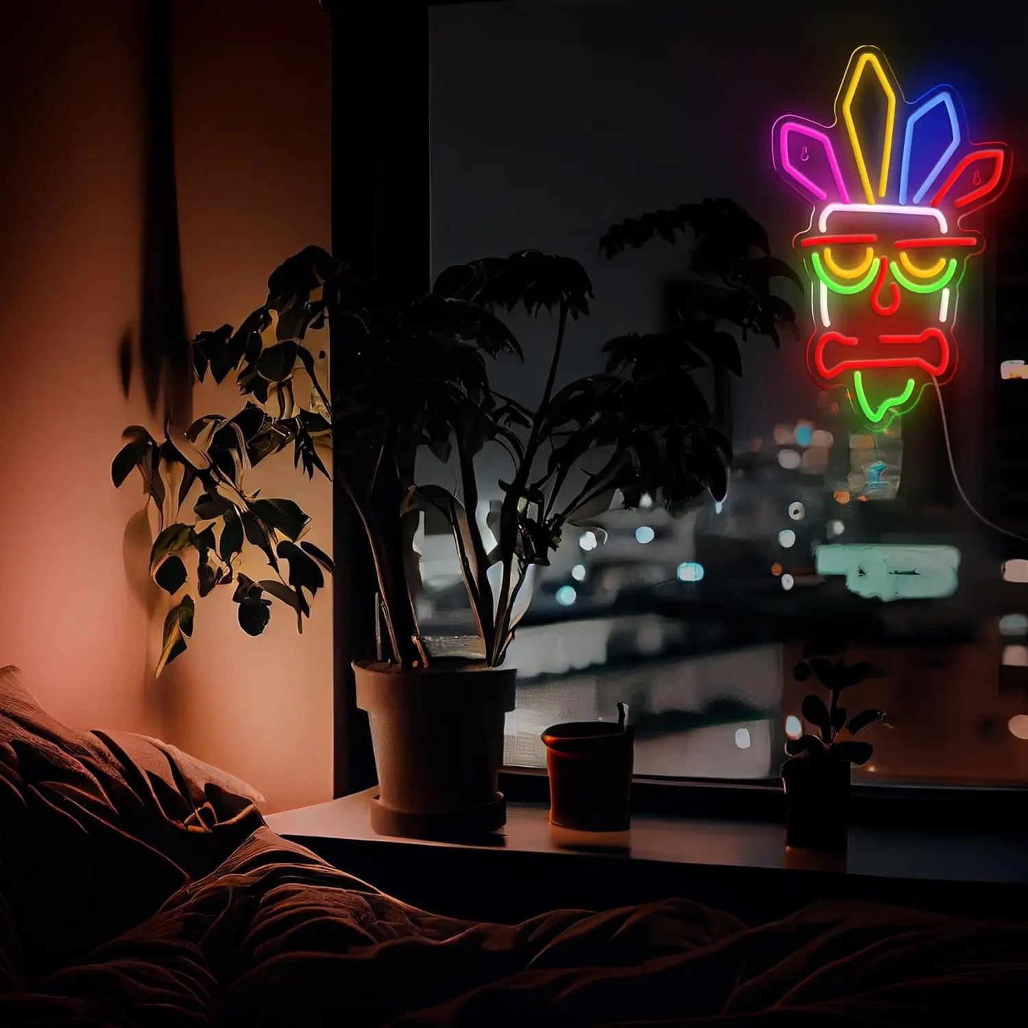 Mask Neon Signs LED Neon Light Sign Light Up Neon Signs Wall Decor for Game Room Bedroom Home Bar Man Cave Bar Decor