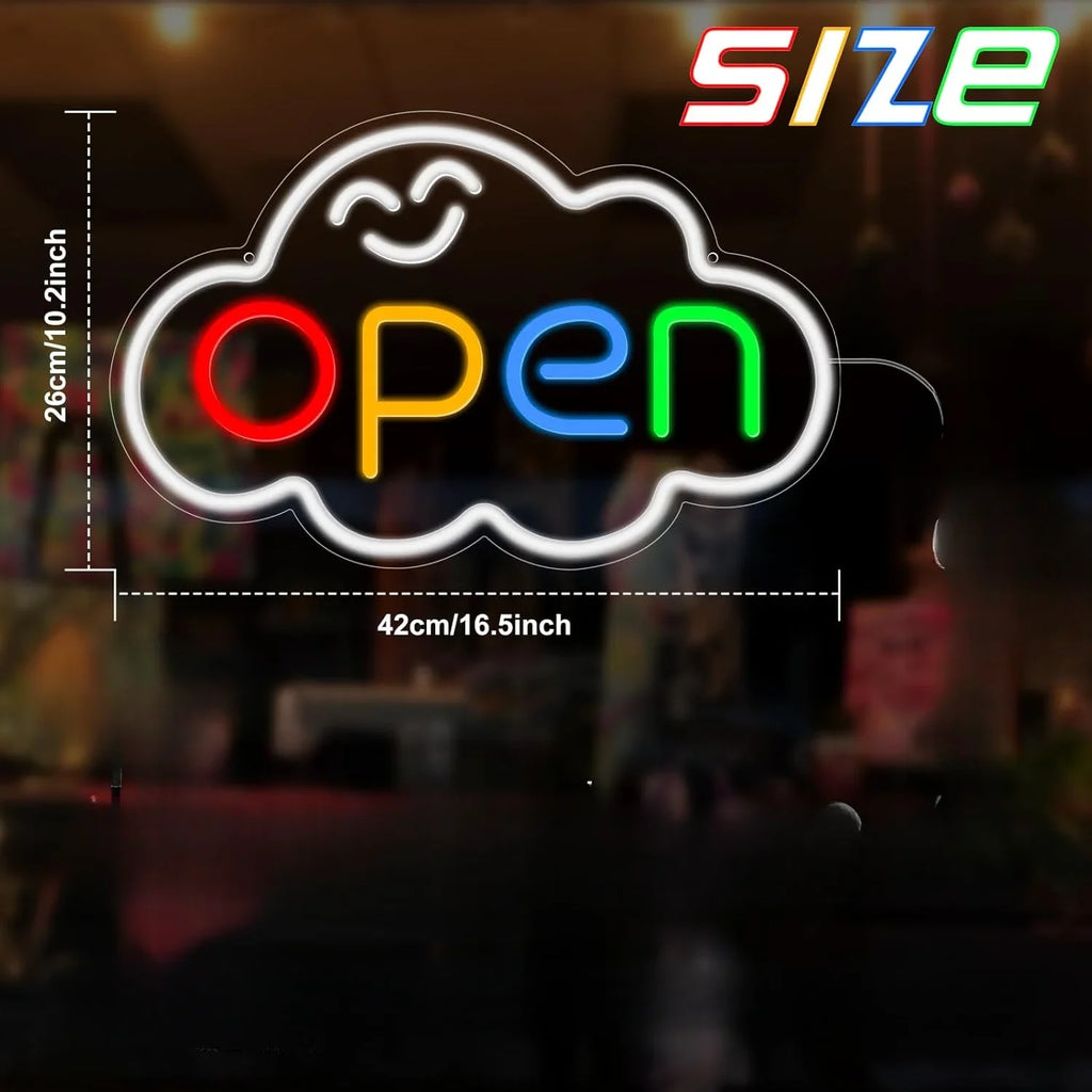 LED Open Neon Sign  USB Bright Neon Light Sign for Business Switch Cloud Stores Restaurants Offices Shops Storefronts Decor Gift