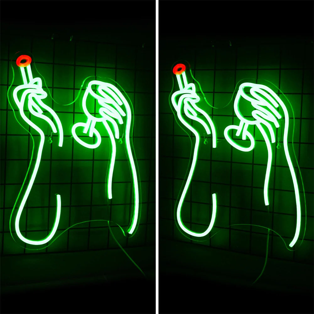 Led Neon Sign Smoking Hand Eye Personalized Neon Signs For Bar Game Room Restaurant Wall Decoration Neon Light USB Acrylic