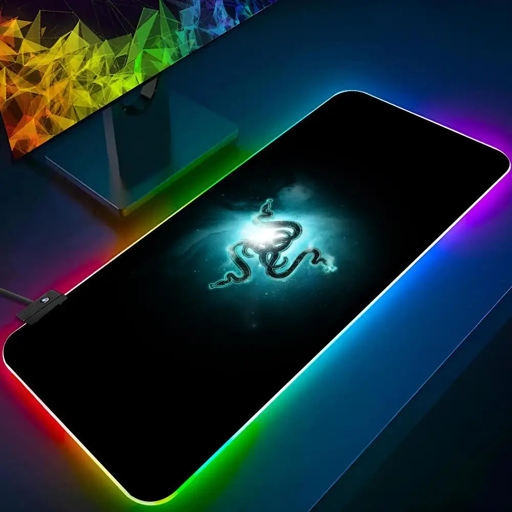 R-Razer-R  Mouse Pad Keyboard LED RGB Pc Gamer Glowing Rubber mause pad  Cute Cartoon Gaming Computer Boys Girls Friends Holiday