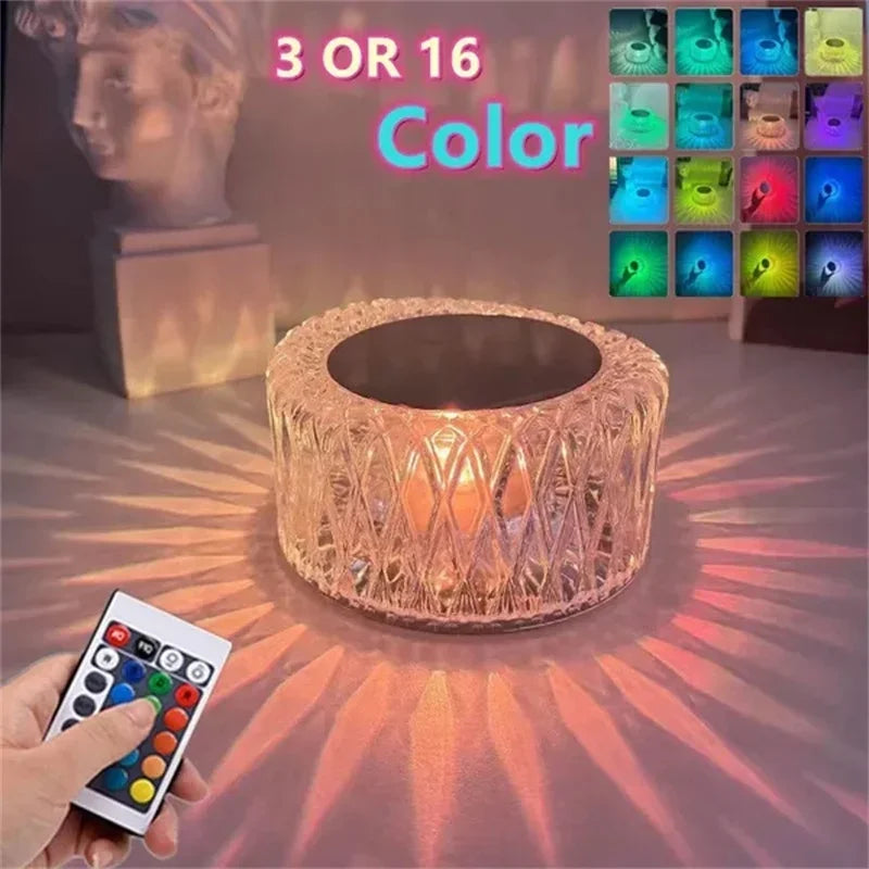 Creatively LED Crystal Table Lamp RGB USB Light Touch Projection For Home Bedroom Atmosphere Light Decoration LED Night Light