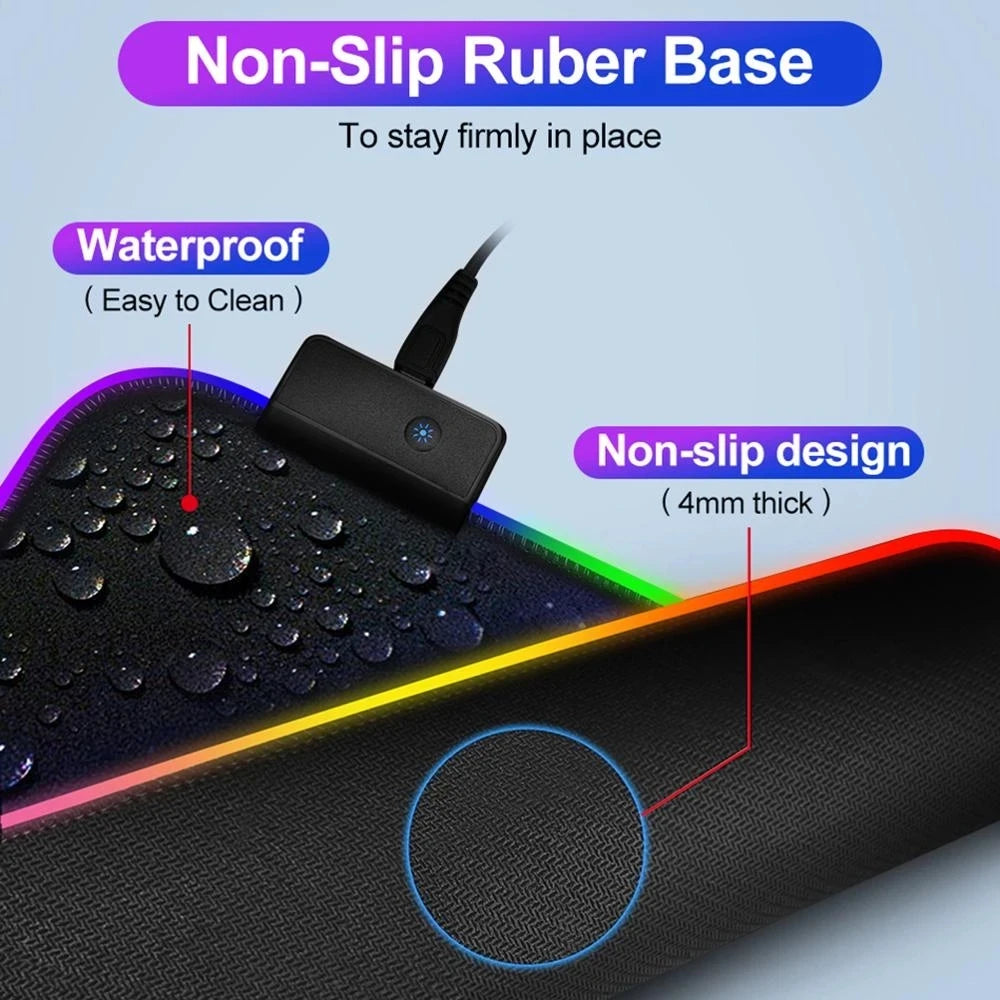 RGB Gaming Mouse pad LED Light  Keyboard Cover Desk Mat Colorful Mouse Pad Waterproof Multi-size PC Computer Carpet with Backlit