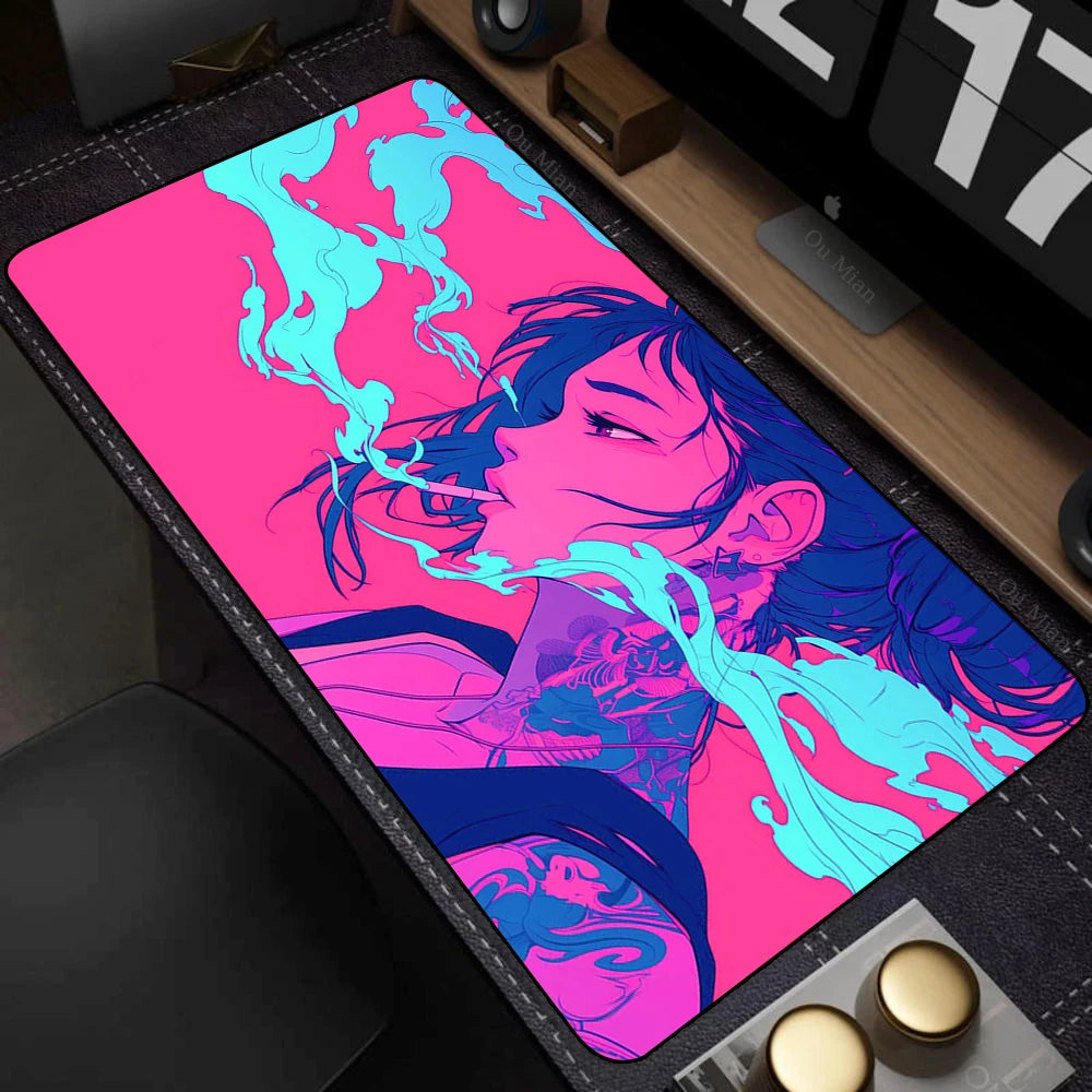 Large Desk Mat Kawaii Mousepad Cute Pink Anime Aesthetics Girl Mouse Pad Kawai XXL Gaming Deskmat Cool Girls Big Mouse Mat 90x40