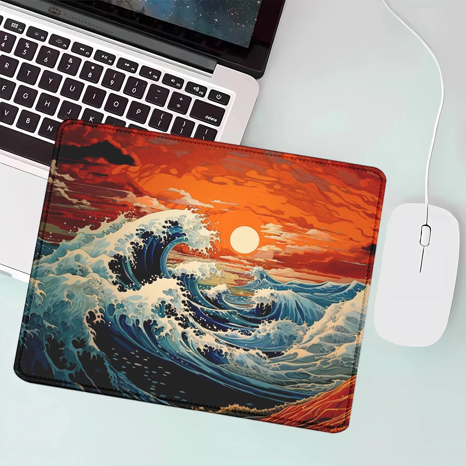 Aesthetic Desk Mat Art Japanese Great Waves Gaming small mouse pad Blue teclado mousepad Beautiful Nature Rubber Desk Pad Mat