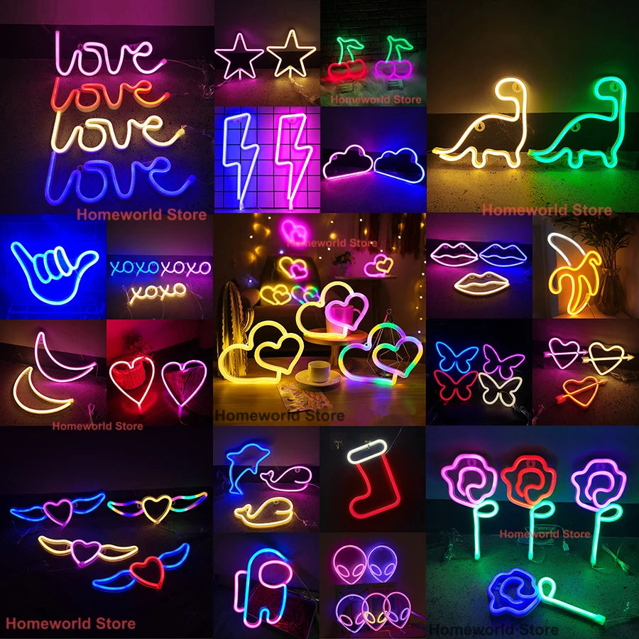 LED Neon Light Sign Logo Modeling Night Lamp 88 Styles Wholesale Dropshipping Decor Room Wall Party Wedding Colorful Xmas Gift
