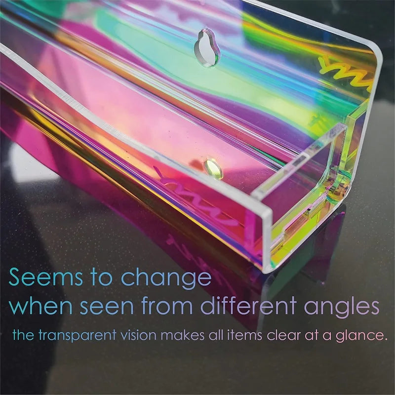 2/4Pcs Acrylic Floating Shelves Colorful Display Stand Rainbow Iridescent Wall Rack Shelf Office Storage Bookshelf Wall Hanging