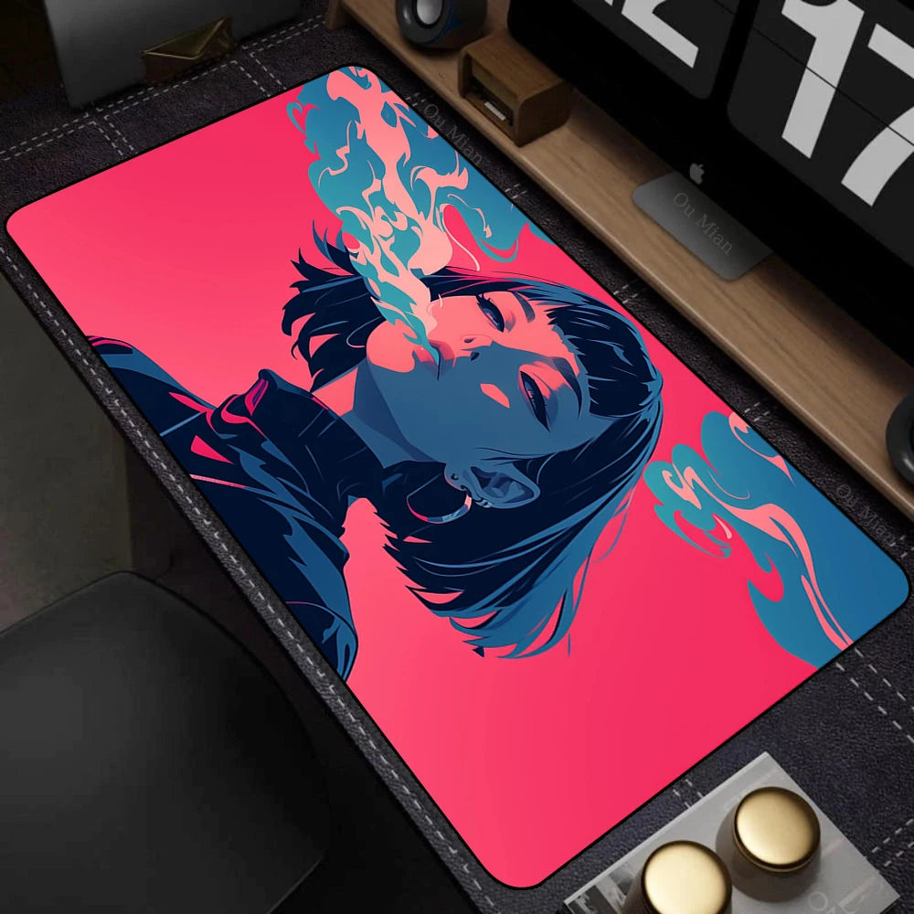 Large Desk Mat Kawaii Mousepad Cute Pink Anime Aesthetics Girl Mouse Pad Kawai XXL Gaming Deskmat Cool Girls Big Mouse Mat 90x40