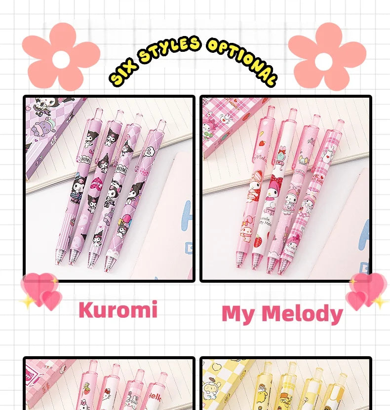 6 models a total of 24= 4 Pcs/set limited edition high quality ST black 0.5mm gel pen kawaii stationery school office supplies