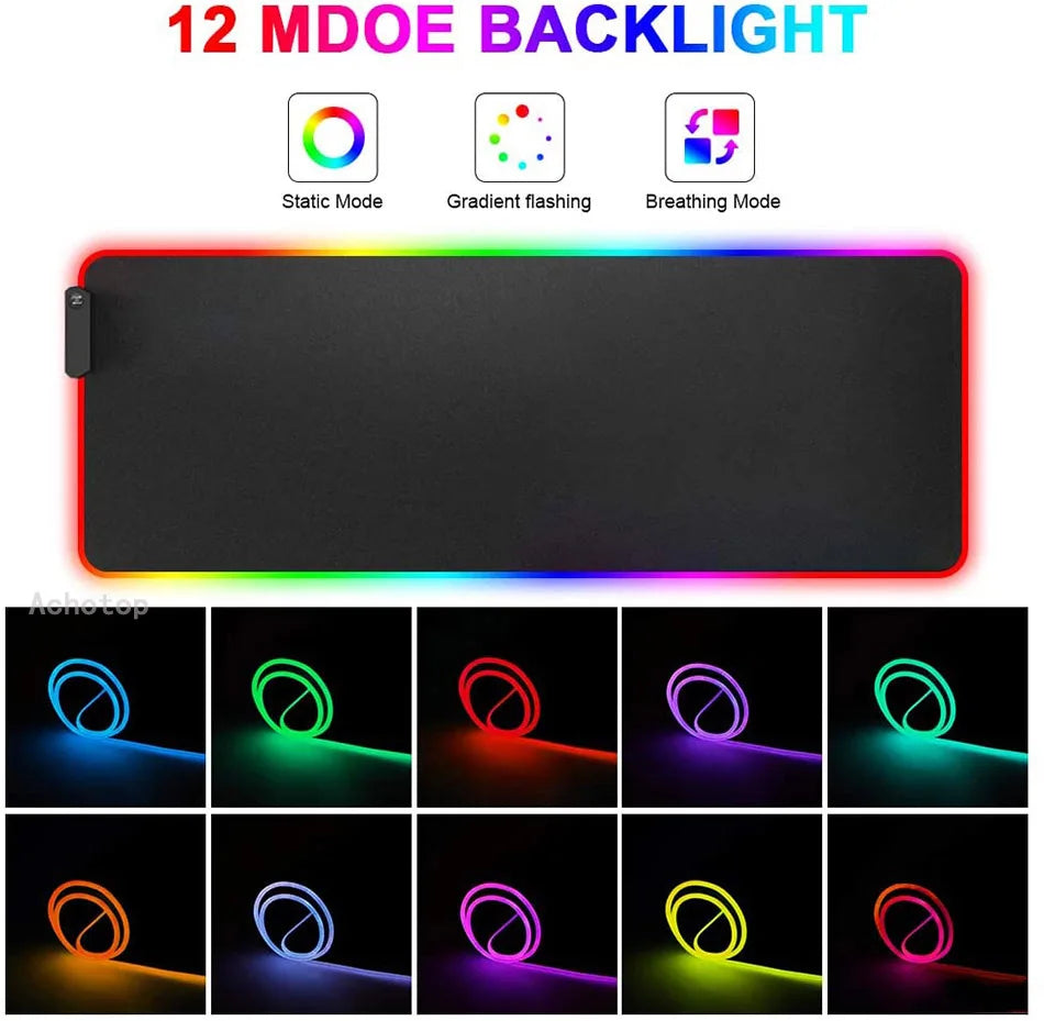 RGB custom mouse pad Our company provides Dropshipping services RGB LED luminous mouse pad has more than 10 color changes