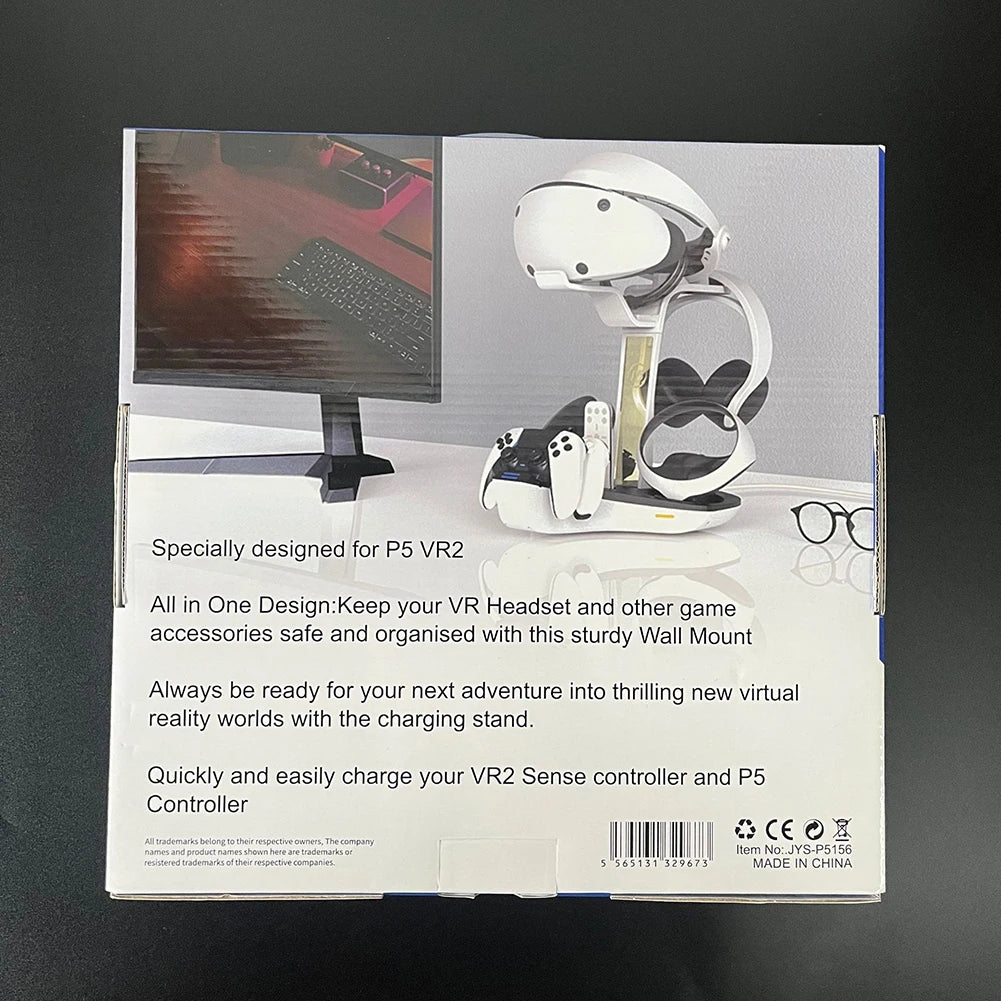 Charging Dock for PS5 PS VR2 Headset Stand Controller Charger Station LED Indicator Light Storage Helmet Earphones Bracket