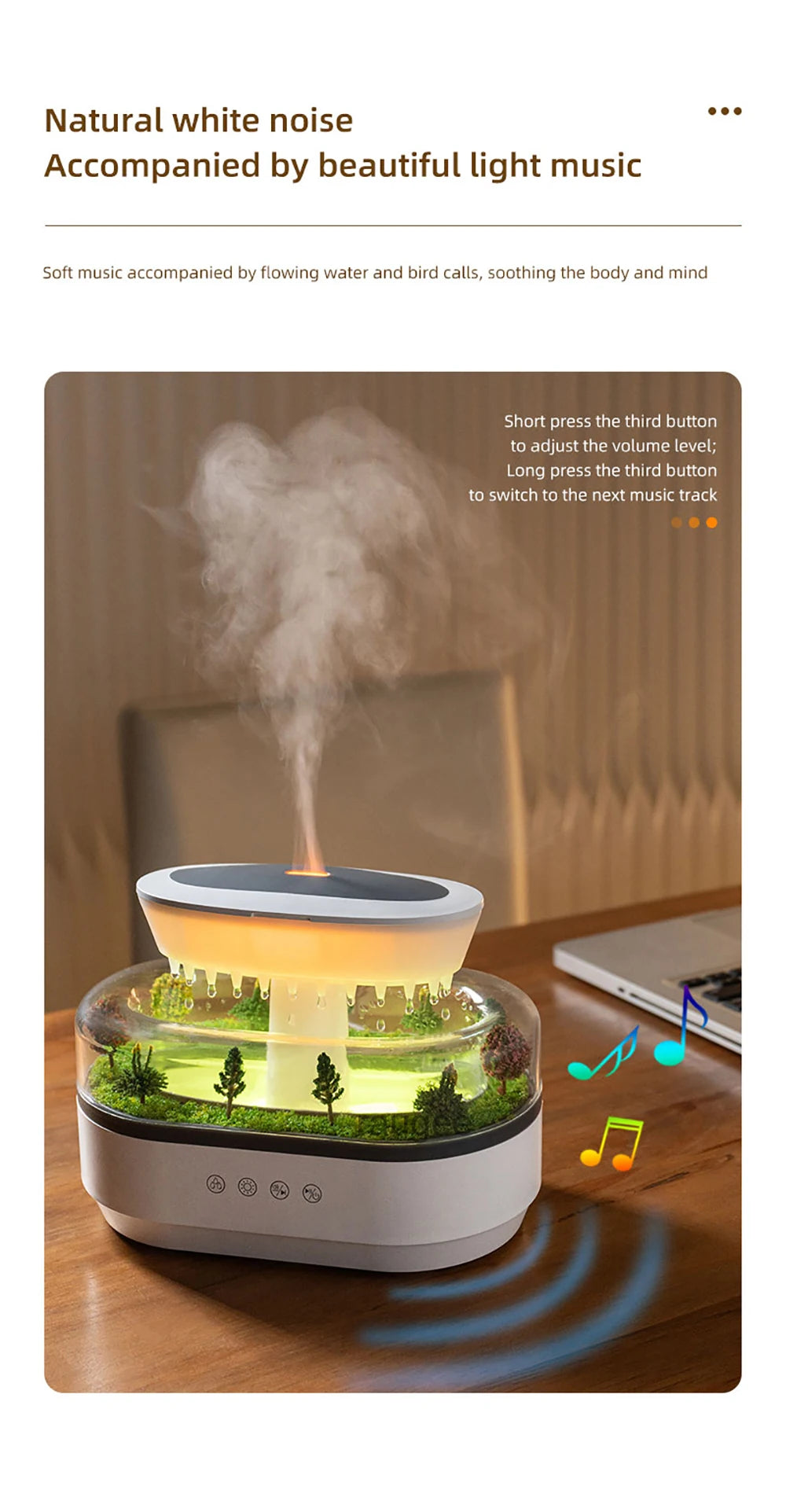 Aroma Humidifier Raindrop Air Humidifier Essential Oil Diffuser Home Aromatherapy Fragrance Diffuser with Colorful Night Light