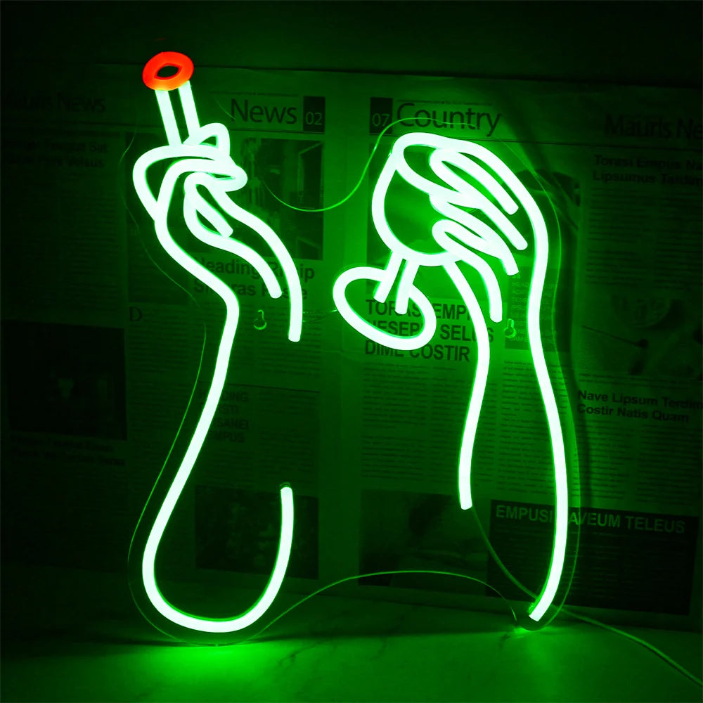 Led Neon Sign Smoking Hand Eye Personalized Neon Signs For Bar Game Room Restaurant Wall Decoration Neon Light USB Acrylic