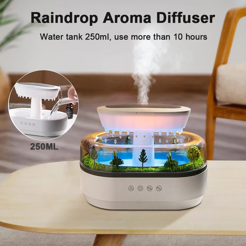 Aroma Humidifier Raindrop Air Humidifier Essential Oil Diffuser Home Aromatherapy Fragrance Diffuser with Colorful Night Light