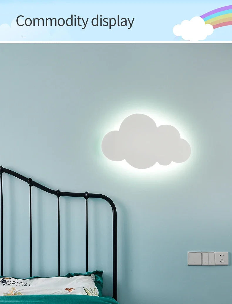 Cloud LED Wall Lamp Baby Room Bedroom Bedside Living Room Dining Room Attic Creative Warm Decoration Touch Switch AC85-230V