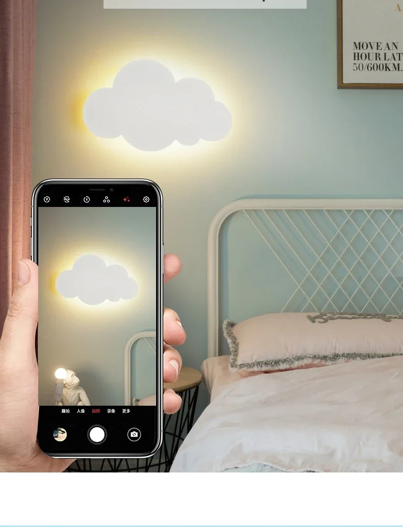 Cloud LED Wall Lamp Baby Room Bedroom Bedside Living Room Dining Room Attic Creative Warm Decoration Touch Switch AC85-230V