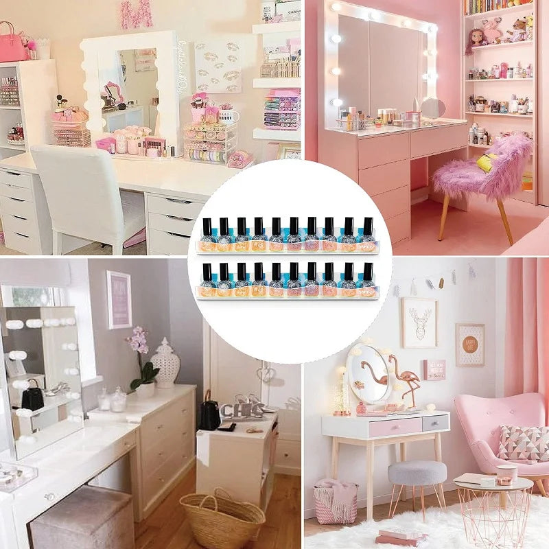 2/4Pcs Acrylic Floating Shelves Colorful Display Stand Rainbow Iridescent Wall Rack Shelf Office Storage Bookshelf Wall Hanging