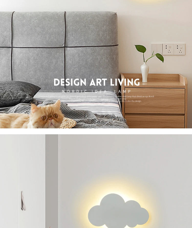 LED Cloud Wall Lamp With Plug Baby Room Bedroom Bed Living Dining Room Attic Creative Warm Decoration Wall Light AC110V-230V