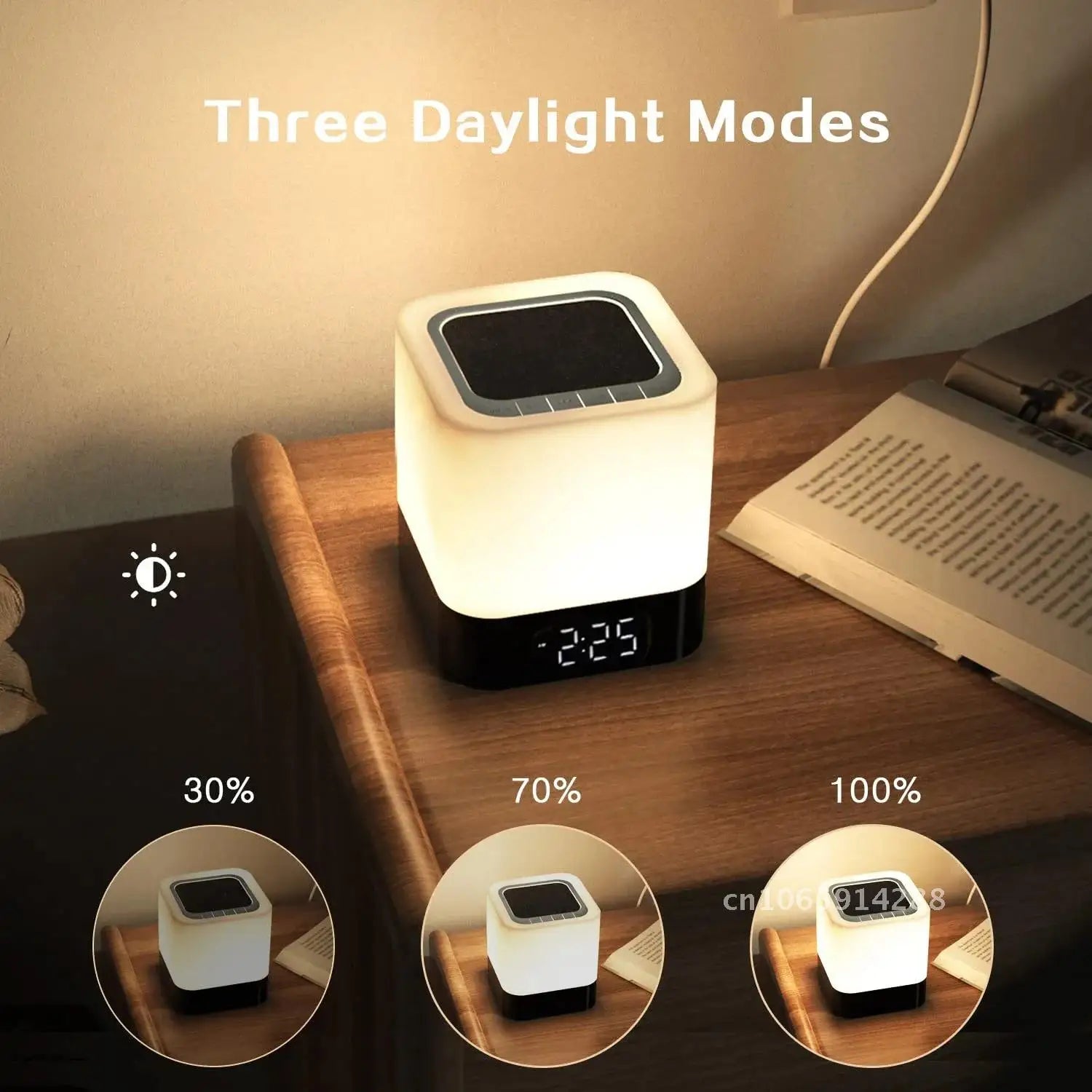 Color Changing Bluetooth Speaker Night Lamp Digital Alarm Clock Player Bedside Sensor Lights Girls MP3 for Gift Touch Boys