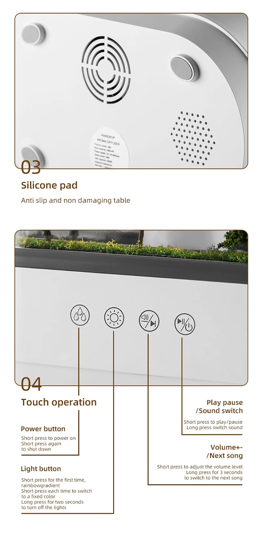 Aroma Humidifier Raindrop Air Humidifier Essential Oil Diffuser Home Aromatherapy Fragrance Diffuser with Colorful Night Light