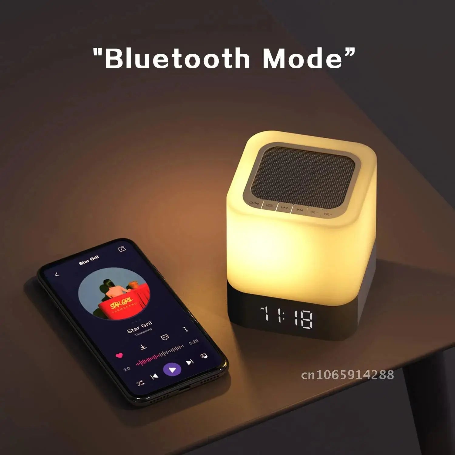 Color Changing Bluetooth Speaker Night Lamp Digital Alarm Clock Player Bedside Sensor Lights Girls MP3 for Gift Touch Boys