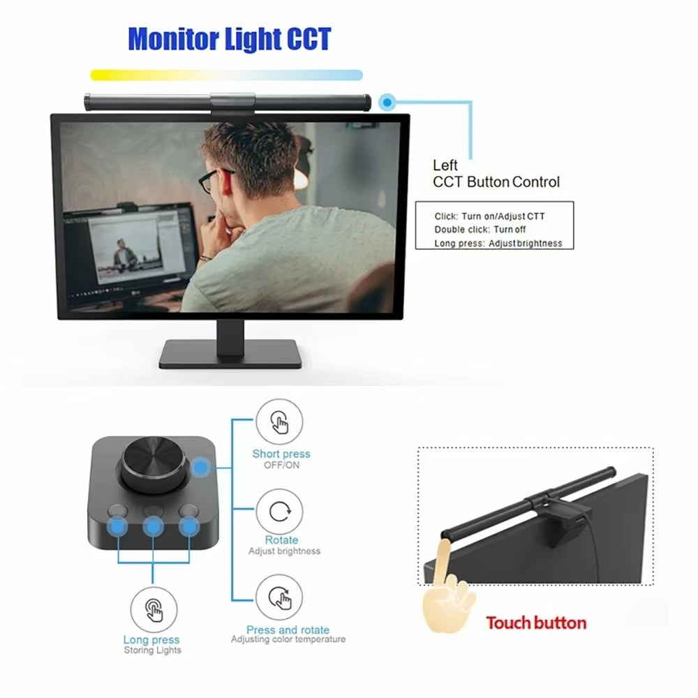 RGB Led Monitor Light Bar Monitor Screen Hanging Lighting USB Dimmable Atmosphere Desk Lamp for Computer Gaming Lights