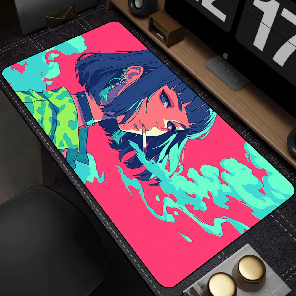 Large Desk Mat Kawaii Mousepad Cute Pink Anime Aesthetics Girl Mouse Pad Kawai XXL Gaming Deskmat Cool Girls Big Mouse Mat 90x40